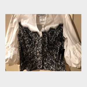 NWT Victor Costa Black and White Blouse SZ 4